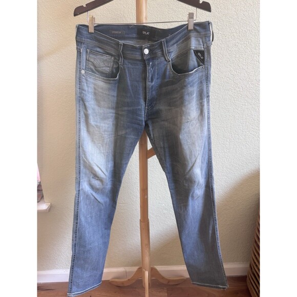 Replay Mens Jeans W36 Blue Denim Anbass Hyperflex